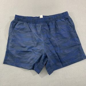 LINC Freedom Shorts Mens Large Camo Navy 5.5" Active Lined Zip Pocket Patriotic